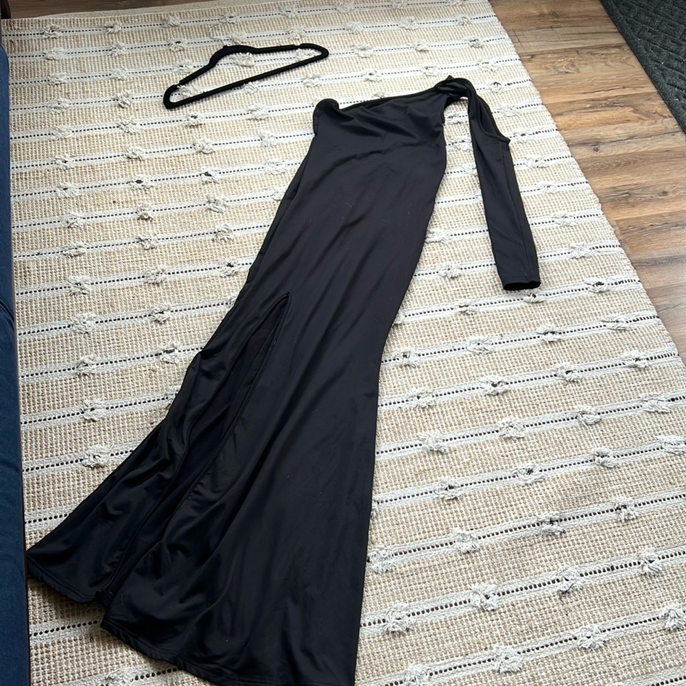 One Sleeve Black Dress